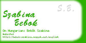 szabina bebok business card