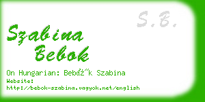 szabina bebok business card